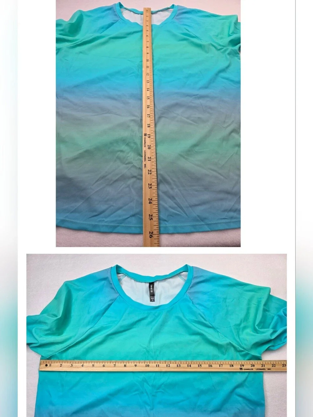 Torrid Set Aqua Seaside Gradient Rash Guard + Lattice-Side Swim Shorts 3731-CU